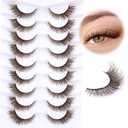 Brown Lashes Cat Eye Wispy Eyelashes Natural Look False Eyelashes Fox Eye Lash Dark Brown Wispy Mink Lashes Strips Natural Short Fake Eyelashes Dark Brown Lashes 9 Pairs by Zegaine