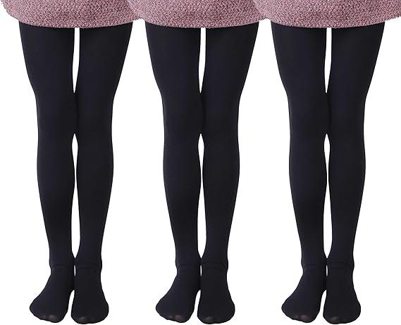 EVERSWE 3 Pairs Pack Girls Microfiber Tights Multiple Colors 11-13