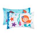 Everyday Kids Toddler Fitted Sheet and Pillowcase Set -Undersea Mermaids Adventure- Soft Breathable Microfiber Toddler Sheet Set