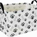 Rectangular Dog Basket,Dog Toy Bin,Dog Storage Basket Organizer.Waterproof PE Coating Puppy Storage Bin with Handles.Dog room decor,Dog Toys,Books,Kid's Gifts basket. (Dog Paw)