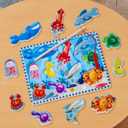 Melissa & Doug Magnetic Wooden Fishing Game and Puzzle with Wooden Ocean Animal Magnets