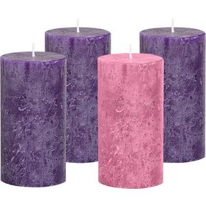 Advent Candle Set of 4 - Rustic Pillar Advent Candles - Made in The USA - Christmas Advent Candles for Advent Rings, Advent Wreaths, Ring and Wreath Candle Holders - Church & Home Decoration Unscented