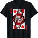 Classic Black Queen of Hearts T-Shirt: Adult, Short Sleeve, Cotton-Polyester Blend Size S