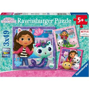 Ravensburger Gabby's Dollhouse 3 x 49 Piece Jigsaw Puzzle Set for Kids - Screen-Free Activity Boosts Concentration and Focus