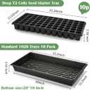RooTrimmer 10 Pack 1020 Trays No Holes and 10 Pack 72 Cell Seed Starter Tray, 20" x 10" - Heavy Duty Reusable Plastic Seed Starter Kit for Microgreens, Seed Germination & Plant Propagation (10 Sets)