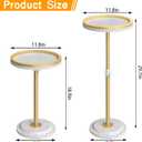 Small Side Table, Drink Table, Height Adjustable Round End Table, Pedestal Side Table for Small Spaces in Living Room, Bedroom, Gold