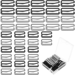 40PCS Swimsuit Bra Hooks Bra Strap Hook Replacement Bra Strap Slide Hook Metal for Swimsuit and Lingerie Adjustment Slides,2 Sizes Sewing Hooks Bra Clasp,Bra Strap Clips for Back,Dress Strap Shortener