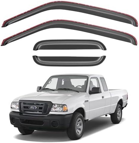 Cxdar Window Rain Guards Visors for 1999-2011 Ford Ranger SuperCab, in-Channel Window Vent Wind Shades Deflectors for 99-08 Mazda B3000, 99-10 Mazda B4000 Extended Cab