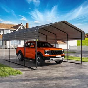 Real Relax 12X20 FT Metal Carport, Heavy Duty Carport Canopy with Steel Frame, Outdoor Garage Car Shelter Shade for Car, Truck and Boats, Gray