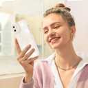 for iPhone 12 Case, Cute Floral Flower Pattern Print Design Soft TPU Full Camera Lens Anti-Drop Anti-Scratch Shockproof Protective Slim Phone Cover for Women Girls - White