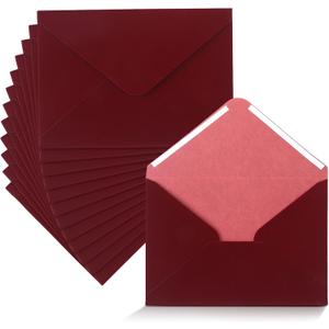 12 Pcs Wedding Velvet Envelopes 5 x 7 Inch Velvety Surface Stationery A7 Vintage Soft Rectangle Elegant Envelopes for Invitation Gift Wedding Thank You Letter(Pearl Burgundy)