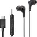 JVC Gumy Connect USB-C Wired Earbuds Headphones, Delay-Free for Videos and Gaming, Built-in DAC Reduces Noise and Improves Sound Quality, 9.2 mm Diameter Neodymium Drivers - HAFR9UCB (Black) (Compact)