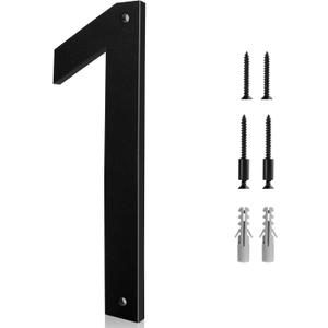 10 Inch House Numbers for Outside 1 - Easy Installation With Screw Set, Includes Hardware for Flush or Floating Mount, Frosted Matte Black Acrylic Address House Numbers for Door, Exterior, Porch
