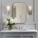 ANDY STAR Brushed Nickel Bathroom Mirror, 20x30 Oval Mirror for Bathroom, Brushed Nickel Oblong Mirror with Metal Frame Wall Mounted for Living Room, Bedroom