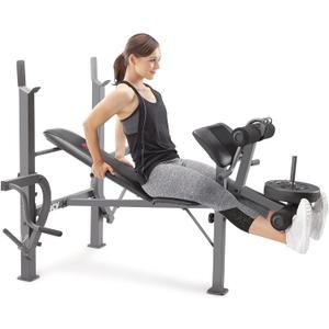 Marcy Standard Weight Bench Incline with Leg Developer and Butterfly Arms, Multifunctional Workout Equipment, Workout Equipment for Home Gym, Alloy Steel MD-389