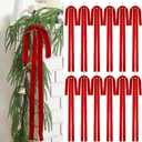 Janinka 12 Pcs Red Velvet Ribbon Bows Christmas Tree Decorations 23.5x15.5 Inch Rustic Neutral Large Velvet Christmas Swag Ornaments Staircase Wreath Bows Vintage Tree Topper Bow