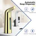 Automatic Soap Dispenser with Infrared Sensor - Adjustable 4-Level Touchless Hand Soap for Kitchen, Bathroom - Battery Operated Electric Dispenser, Durable Plastic, Smart Soap Holder 400ml Gold