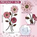 Xuhal Metal Flower Wall Art, 15.75 Inch Vintage Daisy Wall Decor, Rustic Metal Floral Hanging Farmhouse Spring Leaf Sculpture for Living Room Bedroom Indoor Outdoor(Pink)