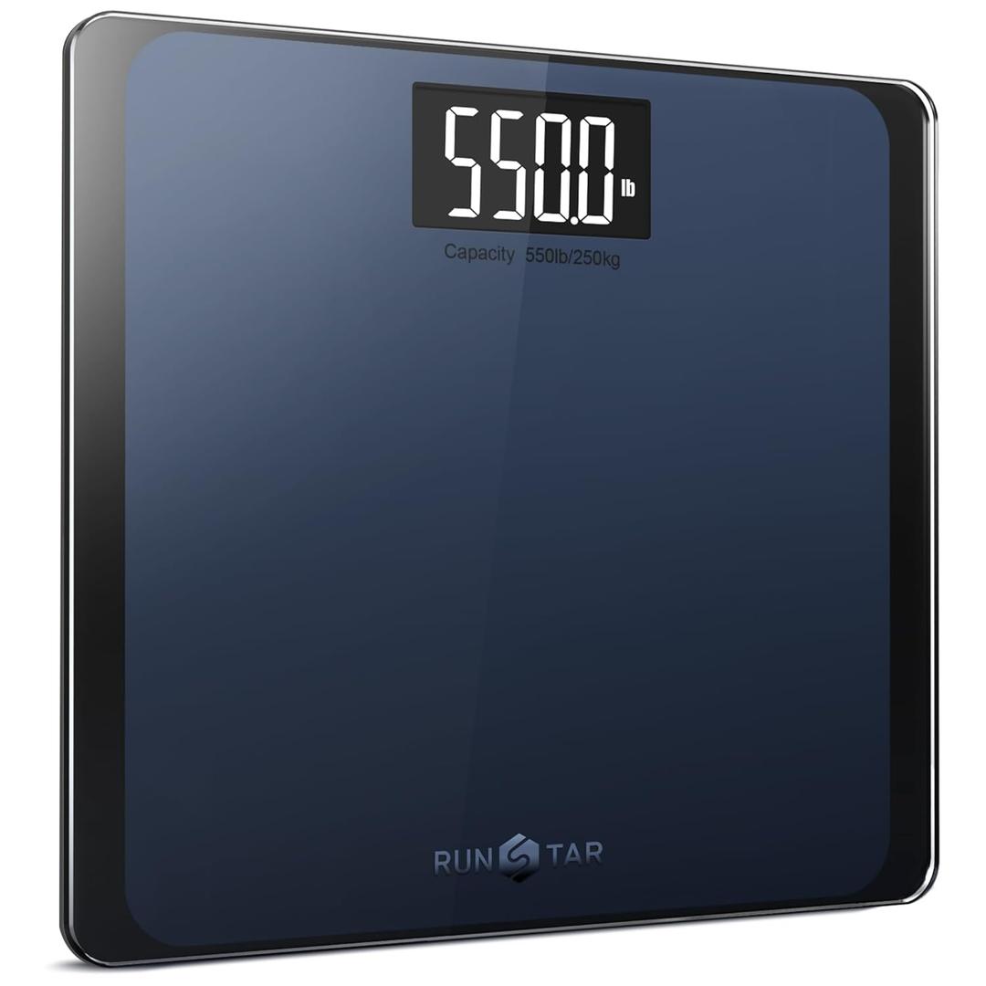 550lb Bathroom Digital Scale for Body Weight with Ultra-Wide Platform and Large LCD Display, Accurate High Precision Scale with Extra-High Capacity (Blue-black)