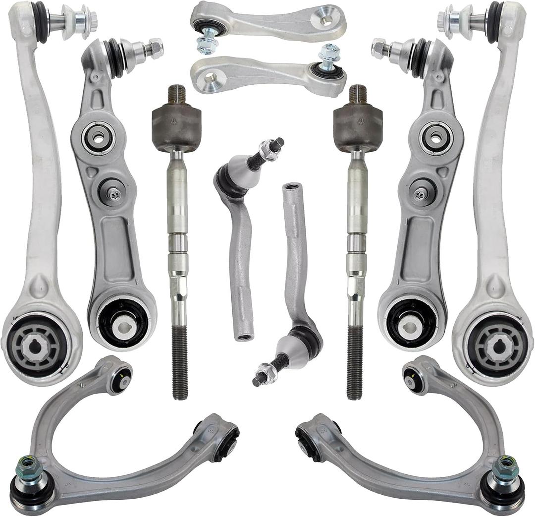Front Supension Control Arm Kit Compatible With Mercedes Benz C E Class W205 A205 C205 S205 W213 A238 C238 C257 Upper and Lower Control Arm, Sway Bar Link, Outer & Inner Tie Rod Ends