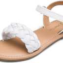 DREAM PAIRS Girls Sandals Classic Open Toe Braided Flat Sandals Summer Dress Shoes, Size: 5 Big Kid