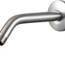 OFFO Shower Arm with Flange, 6 in Brushed Nickel Wall Mount Replacement Angle Shower Head Arm Wall-Mounted For Fixed Shower Head & Handheld Showerhead