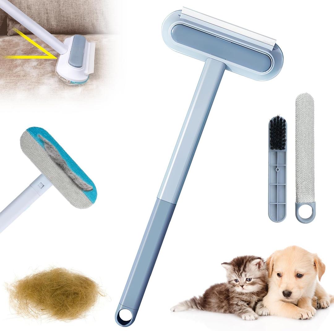 Multifunctional Pet Hair Remover,4 in1 Cat and Dog Hair Removal for Couch with Extra Long Handle,Washable Lint Brush for Dog & Cat Hair, for Furniture, Carpet, Clothes, Bedding, Tile, Window1 PCS