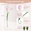 16 inch Fake Tulips Artificial Flowers, 20PCS Real Touch Fakes Tulip Plants for Bridesmaid Bouquet and Wedding Ceremony Festivals Anniversary Bridal Rehearsal Party Bar Table Decor-Pink
