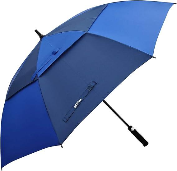 Golf Umbrella Large 58/62/68 Inch Automatic Open Golf Umbrella Extra Large Oversize Double Canopy Vented Umbrella Windproof Waterproof for Men and Women (Navy/Royal Blue)