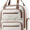 LUGGEX Underseat Carry On Luggage with Wheels, Stylish Lightweight Under Seat Luggage, Soft Sided Personal Item Suitcase for Short Trip (Cream White, 16 Inch)