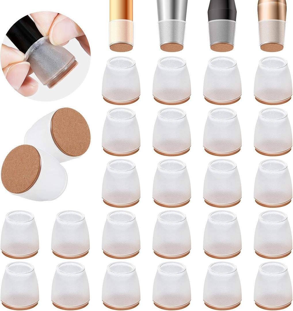 Chair Leg Floor Protectors, 24 Pcs Silicone Felt Furniture Leg Pad for Protecting Floors from Scratches and Noise, Round Chair Feet Protectors (Small fit:0.5''-0.8'')