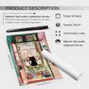 5 x CAXIYSH Cute Black Cat Canvas Wall Art Famous Open Window Poster Abstract Vintage Pink Paintings Prints Funny Cat Picture for Living Room Bedroom Wall Decor 12x16 inch Unframed