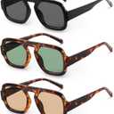 YDAOWKN Retro Square Aviator Sunglasses for Women Men Trendy Flat Top Sun Glasses UV Protection Vintage Shades