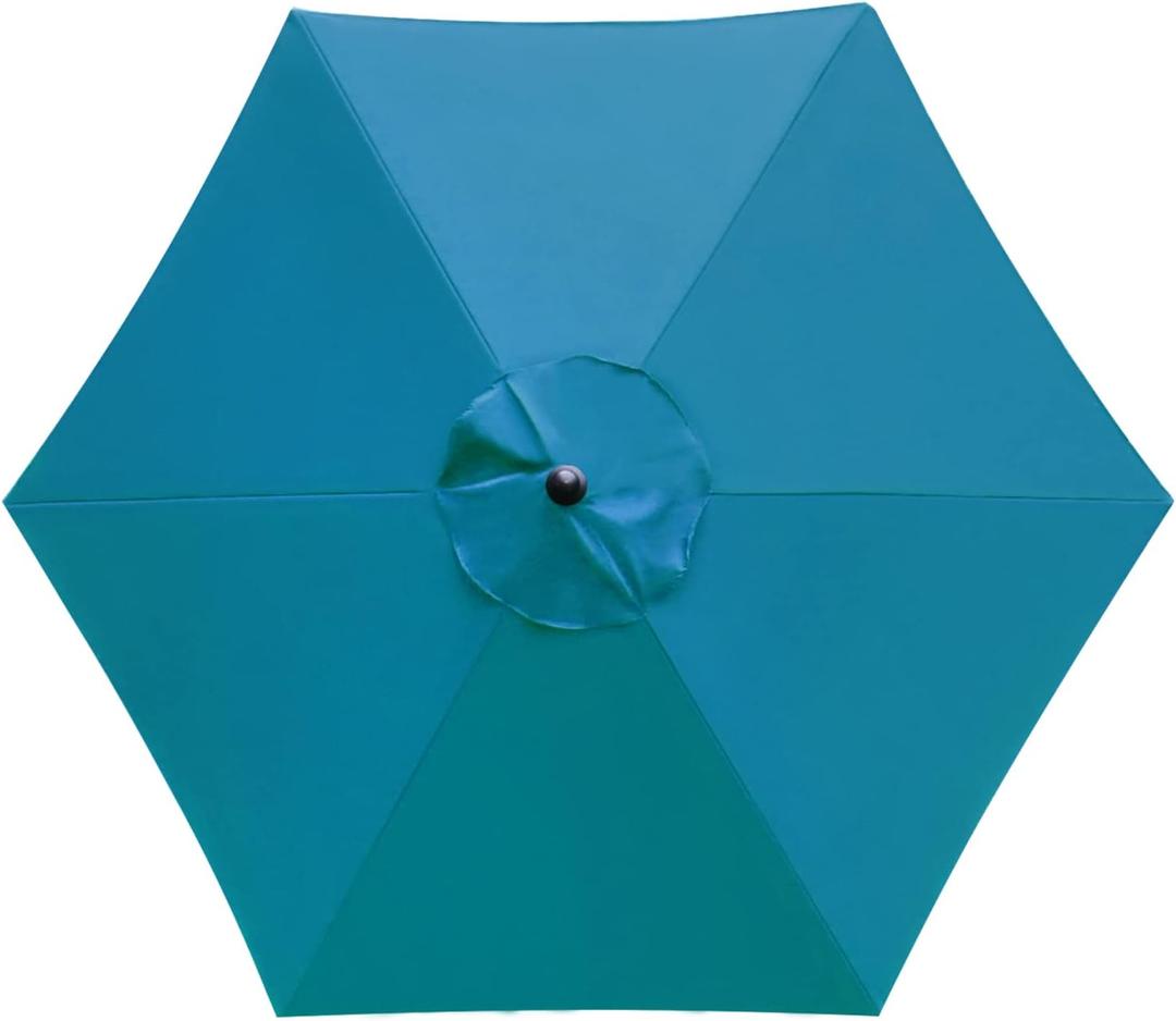 Sunnyglade 7.5ft Patio Umbrella Replacement Canopy Market Umbrella Top Outdoor Umbrella Canopy with 6 Ribs (Teal Blue)