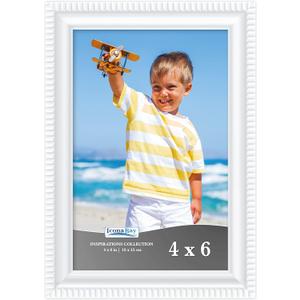 Icona Bay 4x6 White Picture Frame Beautifully Detailed Molding, Contemporary Picture Frame Set, Wall Mount or Table Top, Inspirations Collection