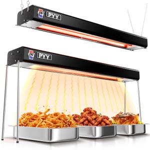 PYY 36 Inch Food Heat Lamp - Aluminum Infrared Strip Heater Overhead Food Warmer Light Electric Commercial Grade for Restaurant Buffet Catering Kitchen 750W (36''Dual-purpose, Black)