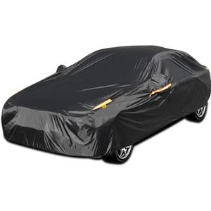 UV Protection Car Cover Windproof Dustproof Scratch Resistant Outdoor Universal Full Car Covers for Sedan XL (Black, 191" - 201")