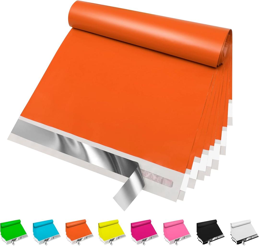 JinRuiKJ Poly Mailers 10x13 Inch 100 Pcs, Strong Adhesive Shipping Bags for Clothing, Durable Thick Mailing Envelopes with Self Seal, Packaging Bags for Small Business - Orange