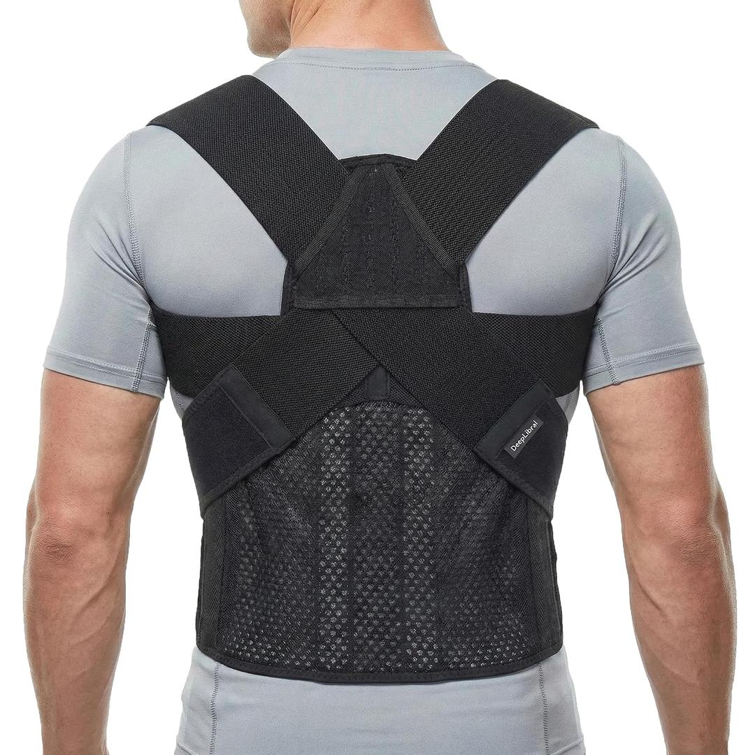 Full Back Posture Corrector for Women & Men – Pull-Back System Posture Brace – Wide Soft Straps, Breathable Mesh, Adjustable Support for Slouching, Rounded Shoulders & Upper Spine Pain Relief Medium