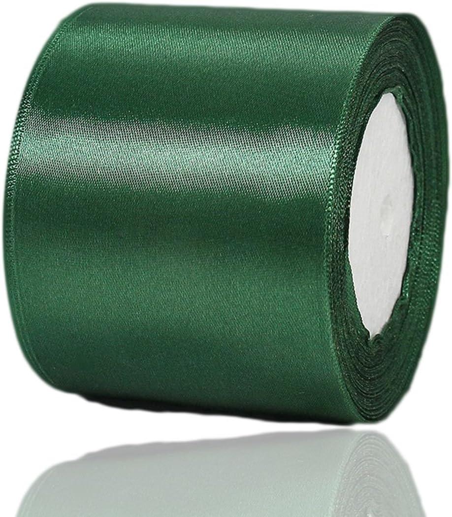 Dark Green Ribbon 3 Inch x 25 Yards, Christmas Green Satin Fabric Ribbon for Flower Bouquets, Gift Wrapping, Wreaths, DIY Handicrafts, Bows Making, Christmas Trees and Wedding Chair Decorations