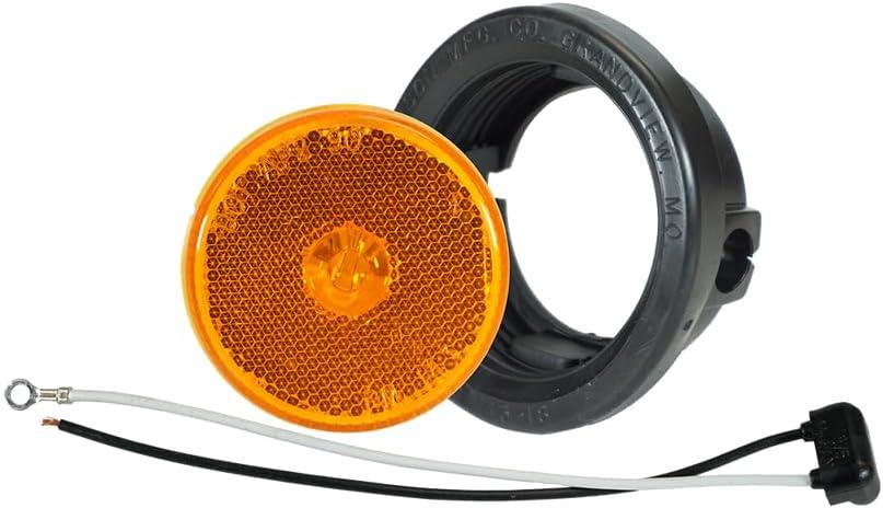 2 x LED 2.5" Round Amber side Marker Light Kit Grommet Wire Pigtail Truck Trailer Reflector Light with Black Mounting Ring, 2.5 Inch Diameter, Safety Marker for Trucks and Trailers