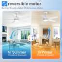 42 Inch White Ceiling Fan with Light and Remote Control,Dimmable 3 Color Temperatures LED Ceiling Fan,6 Speeds Reversible DC Motor,5 Blades Modern Ceiling Fans for Indoor or Covered Outdoor
