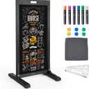 Magnetic Chalkboard Easel Sign Sidewalk - 40 x 20 Inches, Large Stand up Chalk Board Signs, Double Sided Outdoor Chalkboard Display for Restaurant Cafe Shop Wedding Party or Business, Black