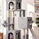 Globlazer Heavy Duty Cat Tree Tower for Large Indoor Cats, F52J, Beige
52in Sturdy Self-Standing Tower with Metal Frame Hammock, Plush Basket, Large Perch, Breathing Condo & Sisal Scratching Ramp (Incomplete)