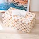 PEMAR Rectangular Mother of Pearl Tissue Box Capiz Shell Handmade Rectangle Tissue Box Cover Holder Decorative Napkin Dispenser Organizer Rustic Farmhouse Vintage Decor (Brown Checkered)