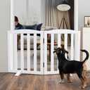 ZJSF Foldable Freestanding Indoor Dog Gate for House Wood White Long Pet Gates Dog Fence for Stairs Puppy Gates for Hallways,Pet Fence, Puppy Gate,Support Feet Included 24 "Height-2 Panels
