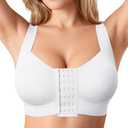 BRABIC White Post Surgery Bra Front Closure Bras for Women Mastectomy Surgical Everyday Bras, L