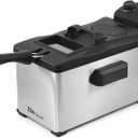 Elite Gourmet EDF3500 Electric Immersion Deep Fryer. Removable Basket, Timer Control Adjustable Temperature, Lid with Viewing Window and Odor Free Filter,Stainless Steel,3.5 Quart / 14 Cup