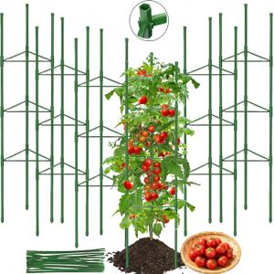6 Pack Tomato Cages for Garden, 51.2 Inch Tall Adjustable Tower Tomato Trellis for Raised Garden Bed, Heavy Duty Metal Tomato Plants Support Stakes for Outdoor Pots Climbing Plants, Vegetables, Flower