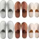 6-10 Pairs Spa Slippers, Non Slip Disposable Slippers For Guest, Washable Reusable, Which Can Be Used As Women Men, House, Indoor, Bathroom, Bedroom, Hotel, Bride Slippers (2gray Xl + 2brown L+ 2beige M (Crystal Velvet))